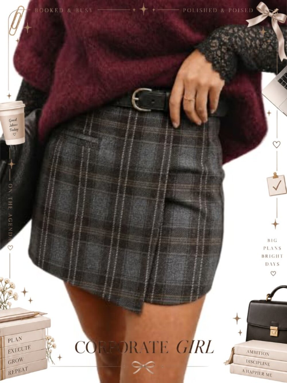 High Waisted Plaid Skort A-Line Mini Skirt Shorts with Pockets